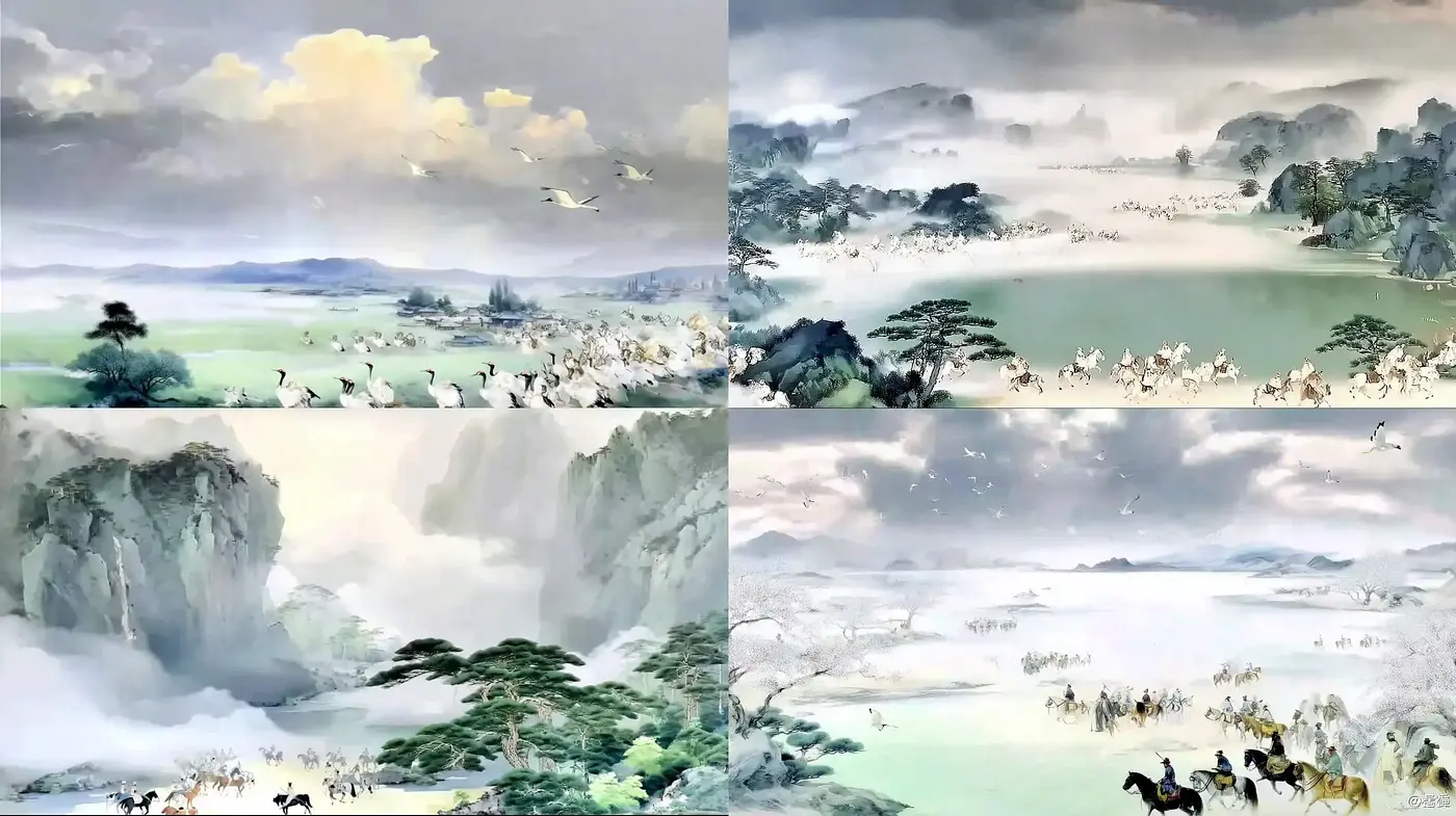 Serene landscapes with ethereal quality and soft textures - Midjourney sref style