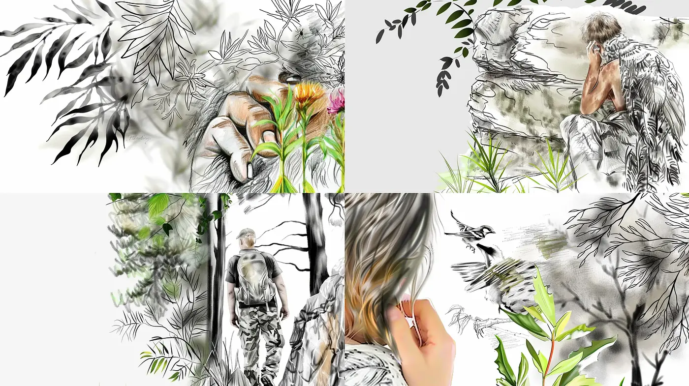 Ethereal Sketchbook Wanderings with a Touch of Nature's Whimsy - Midjourney sref style