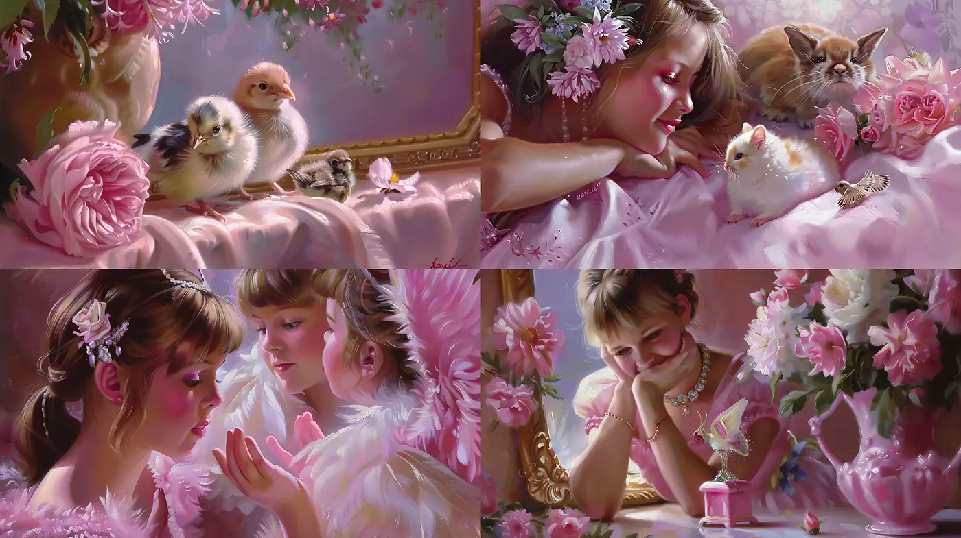 Soft Pastel Portraiture with Enchanting Floral Whimsy - Midjourney sref style