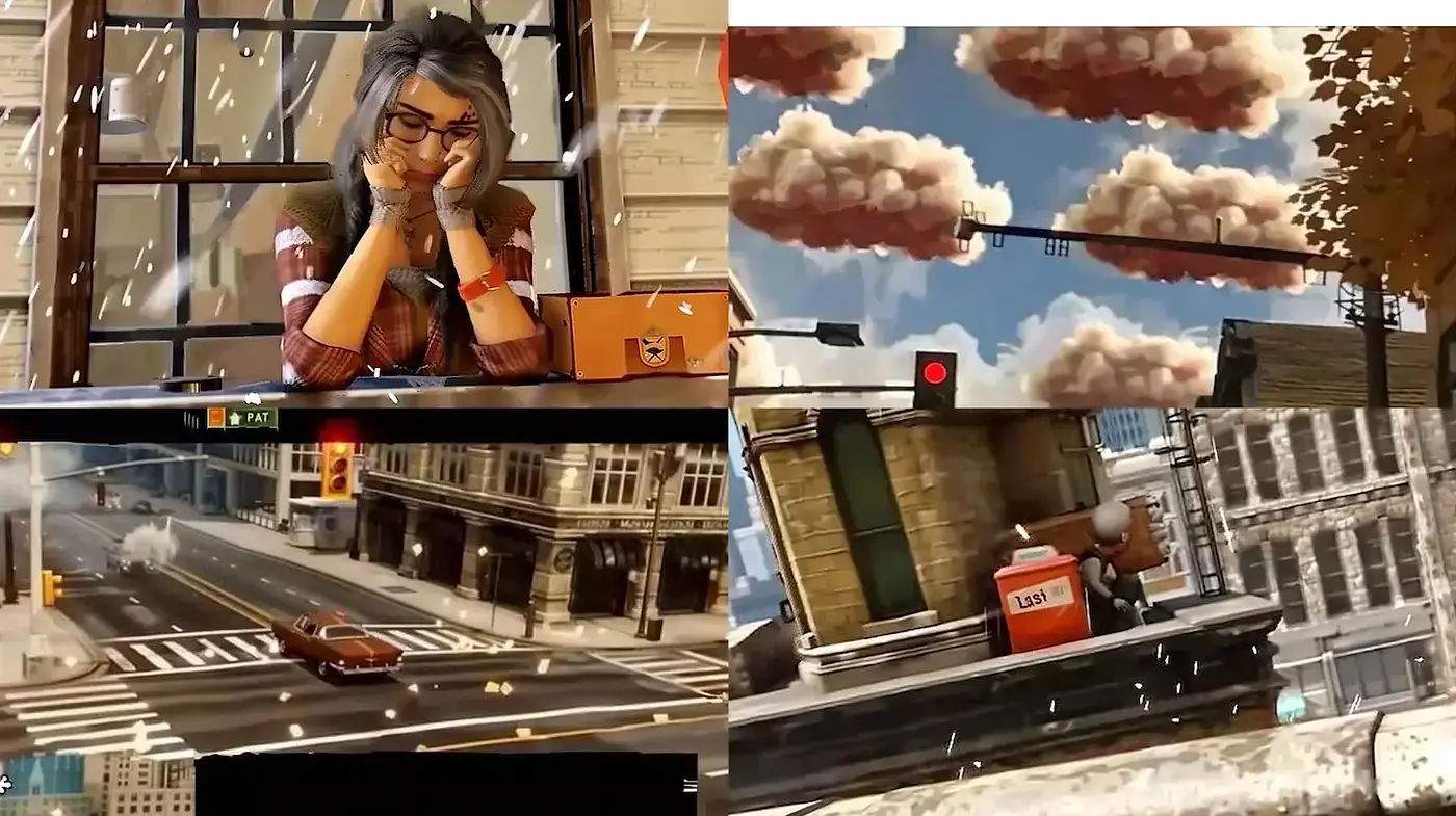 Dynamic and Expressive Urban Narrative with a Retro Flair - Midjourney sref style