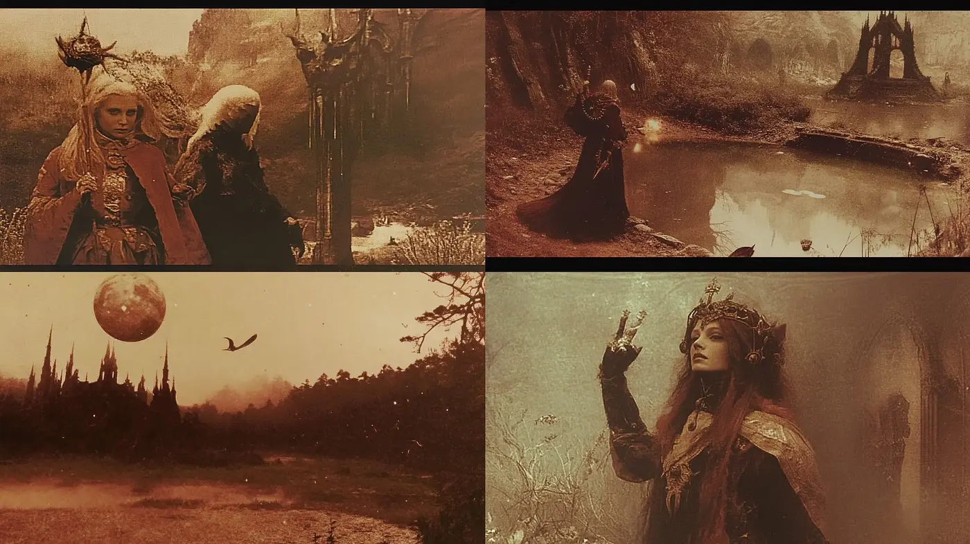 Ethereal Autumnal Elegy: A Vintage Tapestry of Fantasy - Midjourney sref style