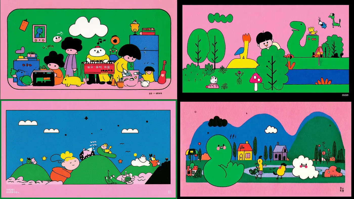 Vibrant and Playful Cartoon Aesthetic with Whimsical Elements - Midjourney sref style