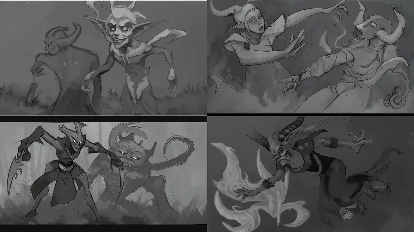 Monochrome Fantasia: A Study in Grayscale Dynamics and Ethereal Forms - Midjourney sref style