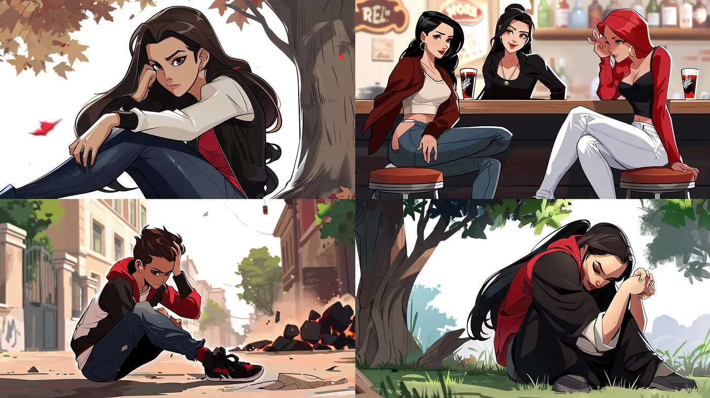 Consistent Harmonic Hues in Evocative Comic-Style Illustrations - Midjourney sref style