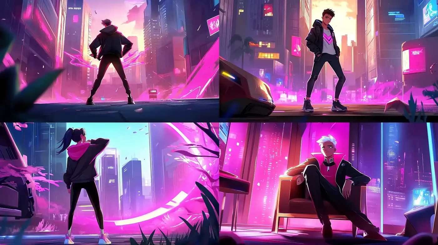 Futuristic Neon Metropolis with a Cyberpunk Aesthetic - Midjourney sref style