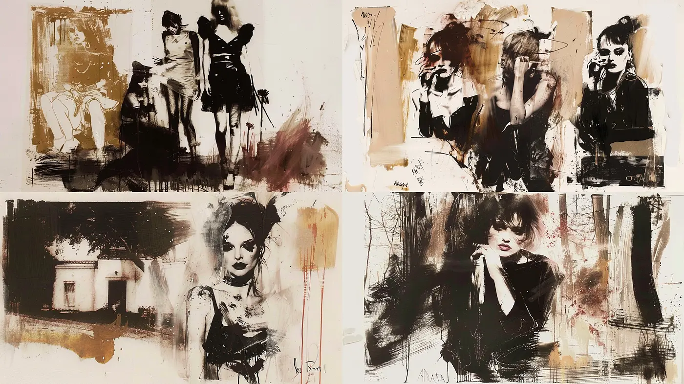 Abstract Expressionist Fusion with Grunge Overtones - Midjourney sref style