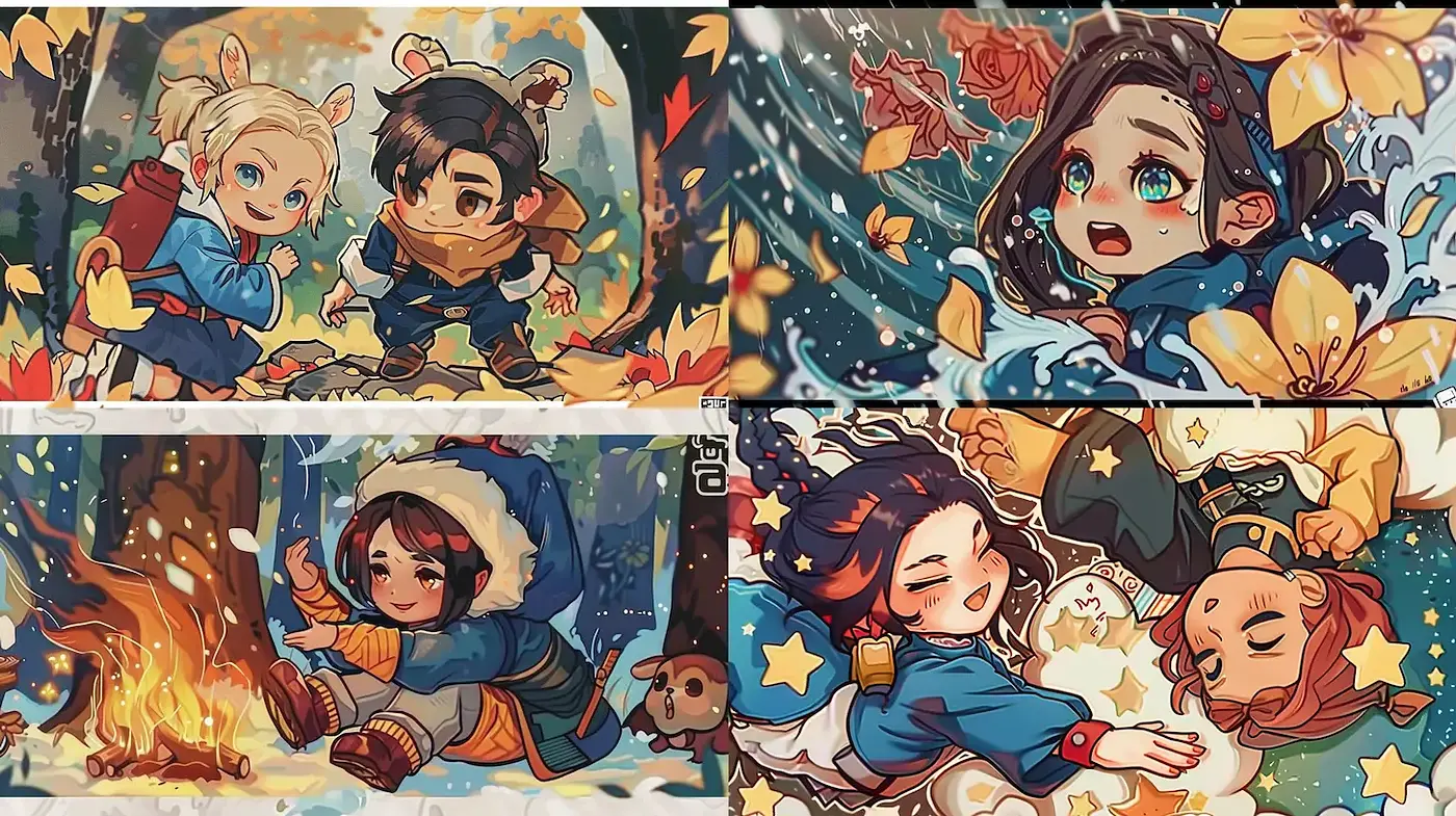 Playful and Whimsical Illustrations Evoking Seasonal Adventures - Midjourney sref style