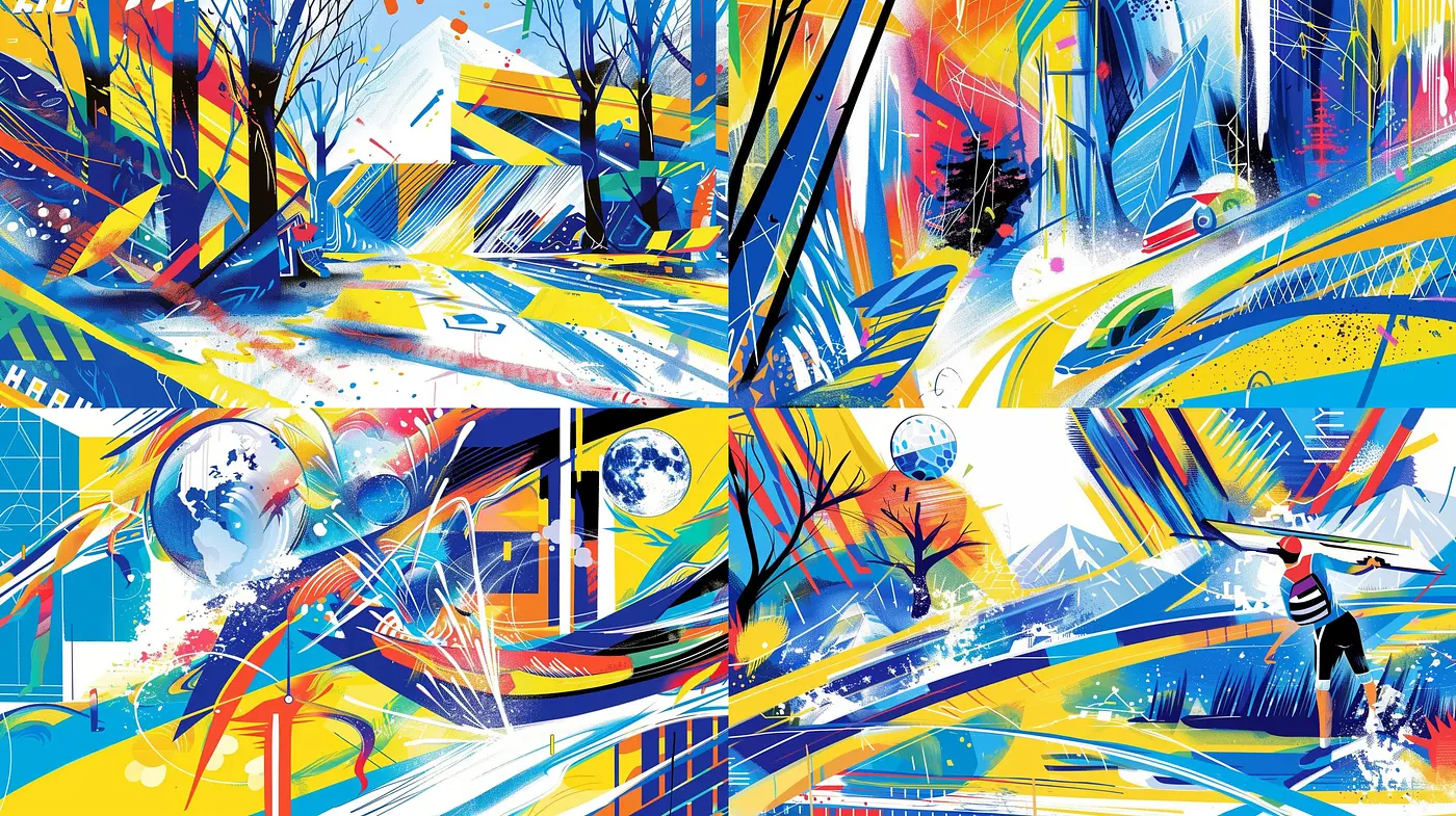 Abstract Energetic Fusion of Colors and Textures in Dynamic Compositions - Midjourney sref style