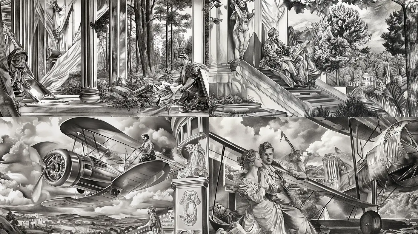 Monochromatic Elegance in Dynamic Narratives - Midjourney sref style