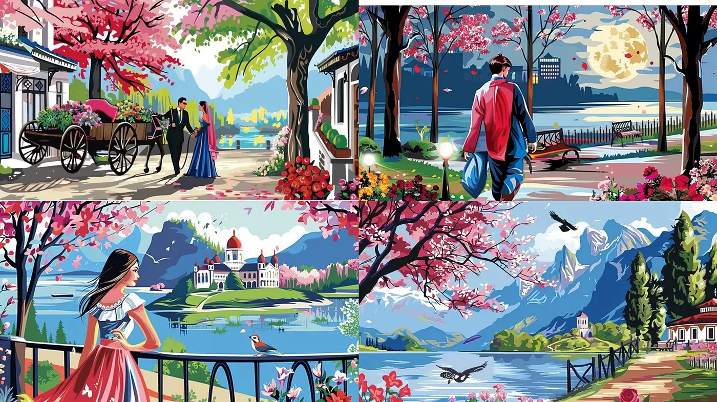 Idyllic Serenity in Vivid Storybook Illustrations - Midjourney sref style