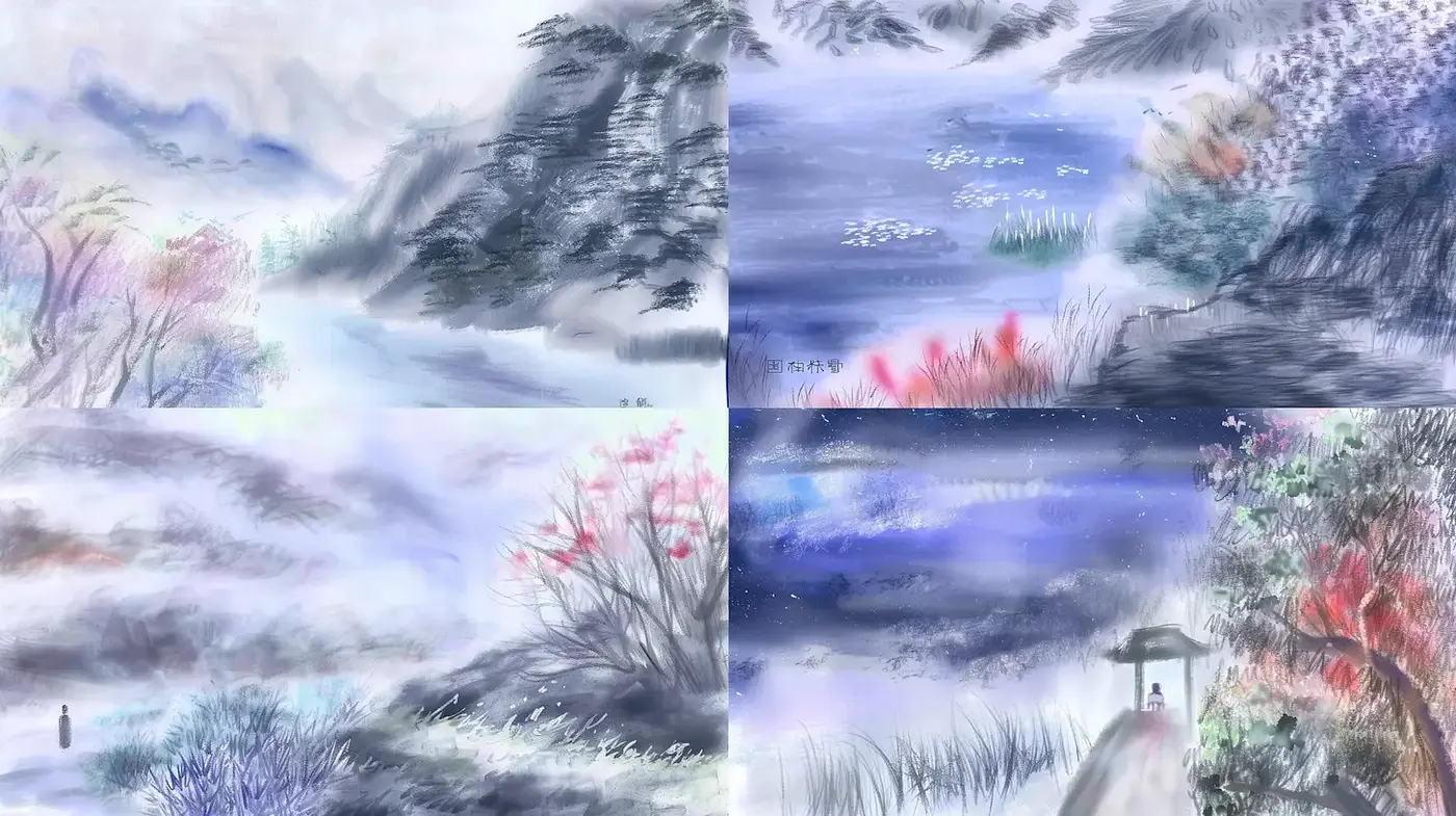 Ethereal Landscape with Soft Brushwork and Dreamy Atmosphere - Midjourney sref style