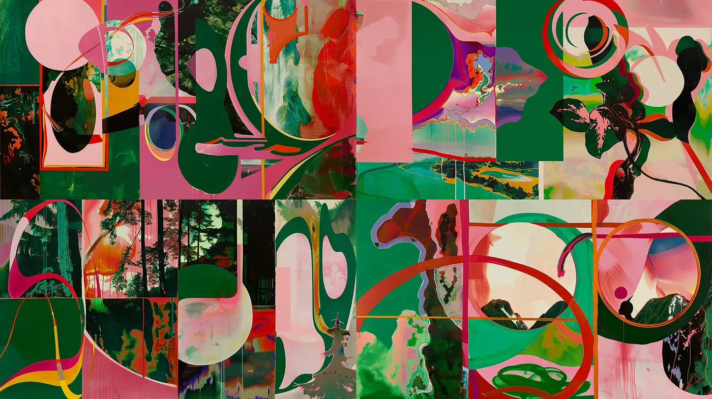 Abstract Symbiosis of Vivid Hues and Flowing Forms - Midjourney sref style