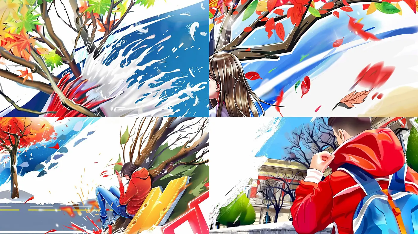 Vibrant Strokes of Seasonal Whimsy: A Dynamic Synthesis of Color and Motion - Midjourney sref style