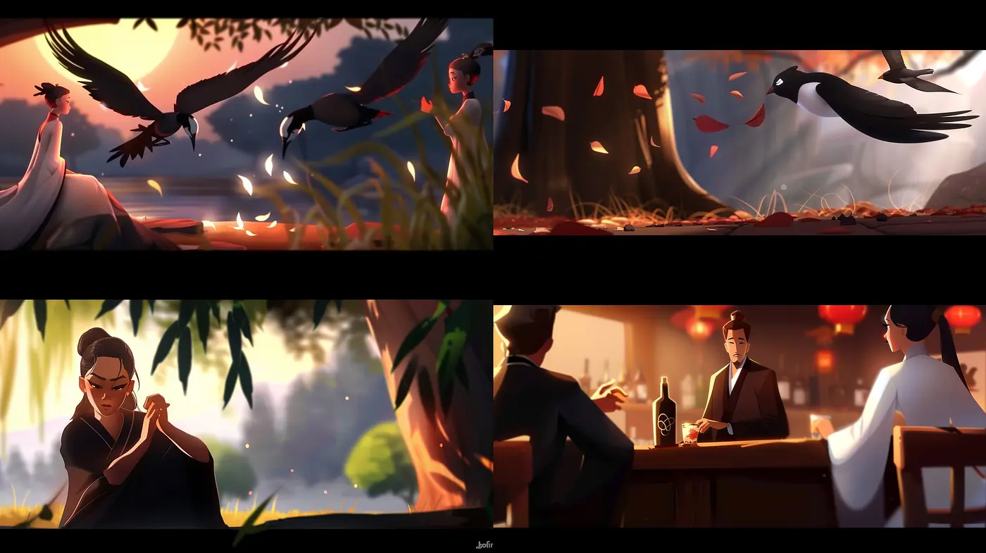 Consistent Warm Tones with Dynamic Lighting in Stylized Illustration - Midjourney sref style