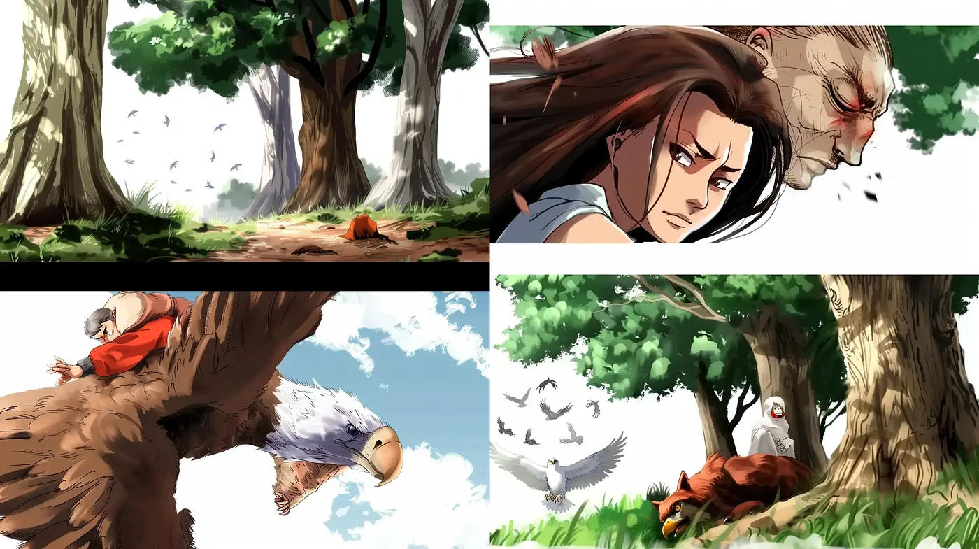 Dynamic anime-style renderings with naturalistic tones and evocative narrative scenes - Midjourney sref style