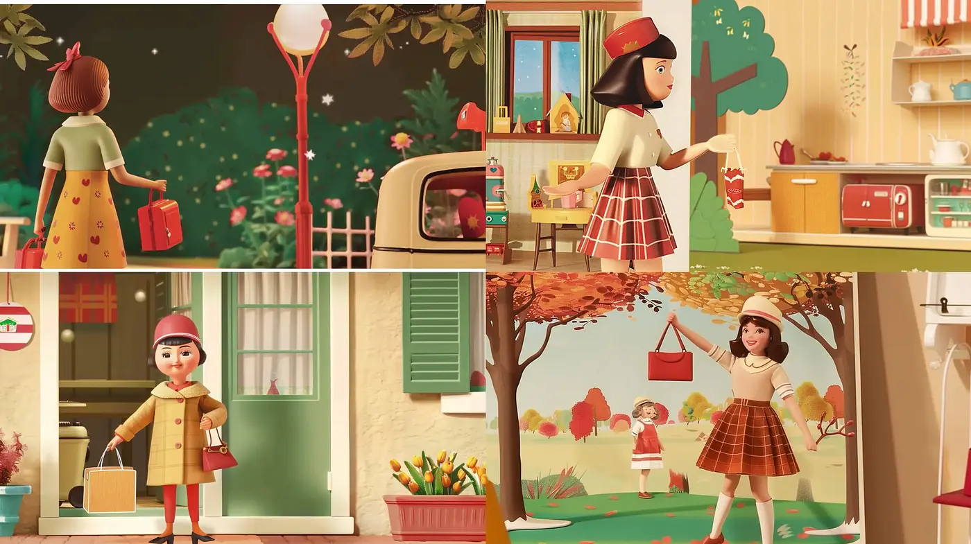 Consistent Thematic Nostalgia in Stylized Seasonal Vignettes - Midjourney sref style
