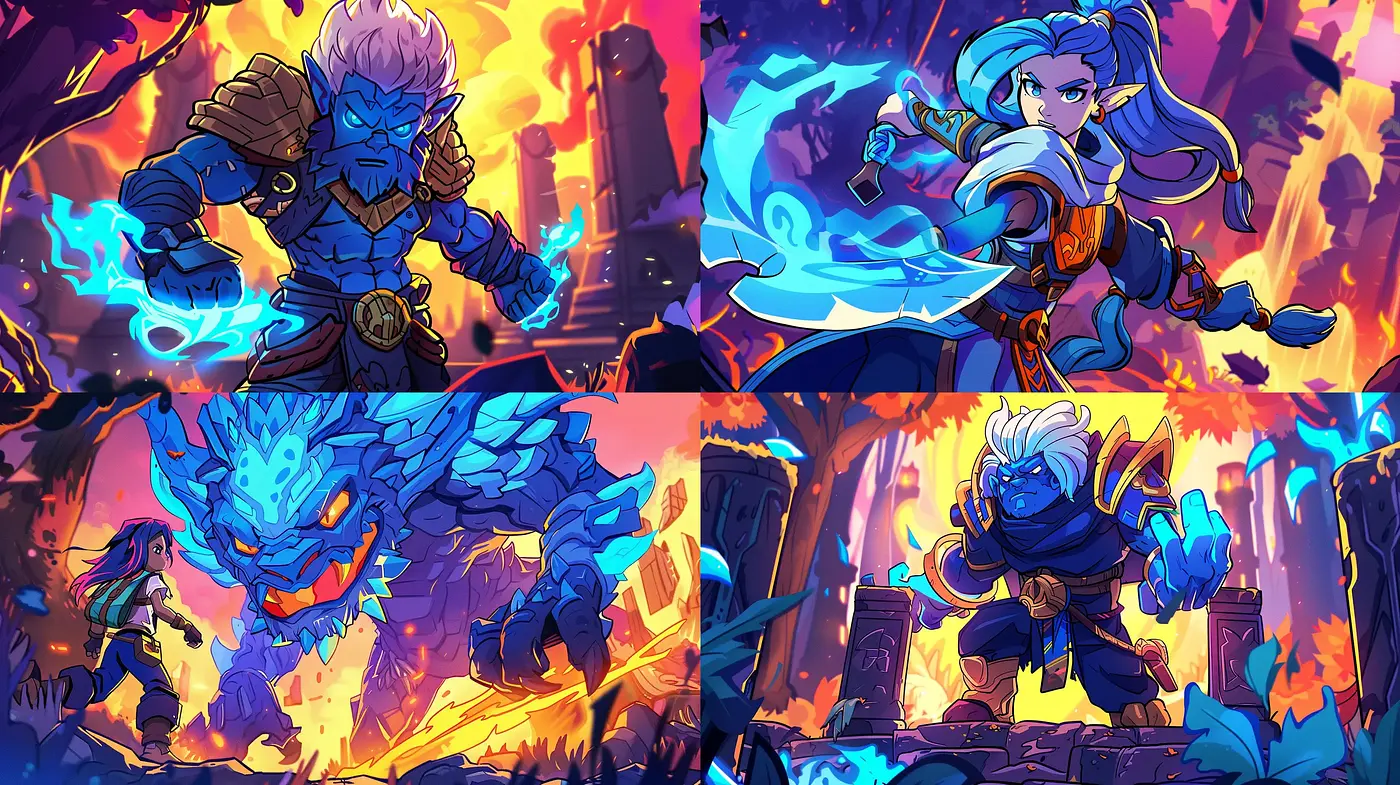 Dynamic Neon Fantasy Battle Scenes - Midjourney sref style
