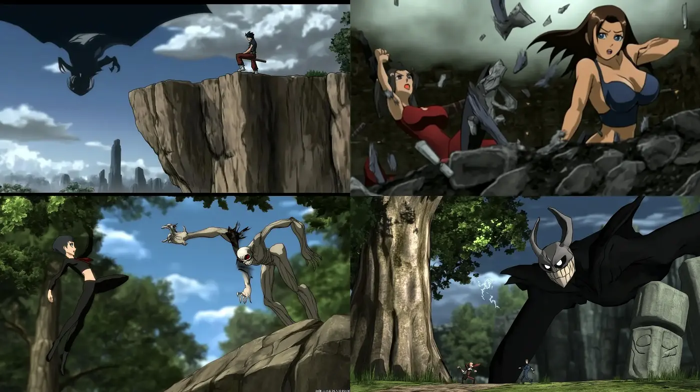 Dynamic Anime-Inspired Vistas with Lush Color Schemes - Midjourney sref style
