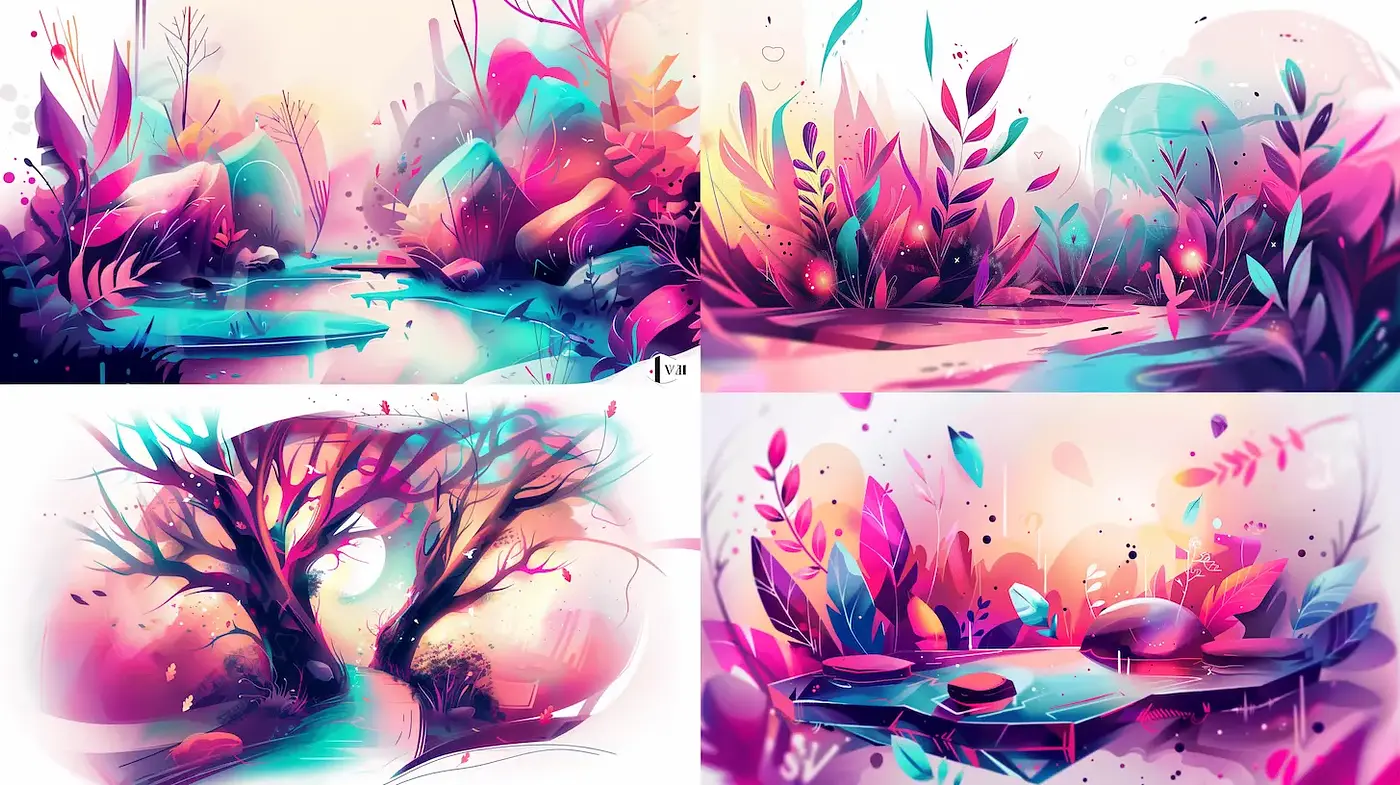 Vibrant, Surreal Landscapes with a Dreamlike Essence - Midjourney sref style