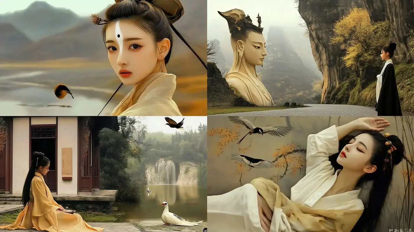 Tranquil Dawn in Serene Eastern Landscapes: A Homage to Traditional East Asian Artistry - Midjourney sref style