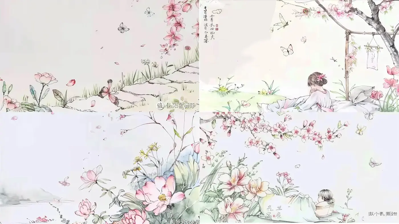 Delicate Blossom-Inspired Illustrations with a Gentle Aesthetic - Midjourney sref style