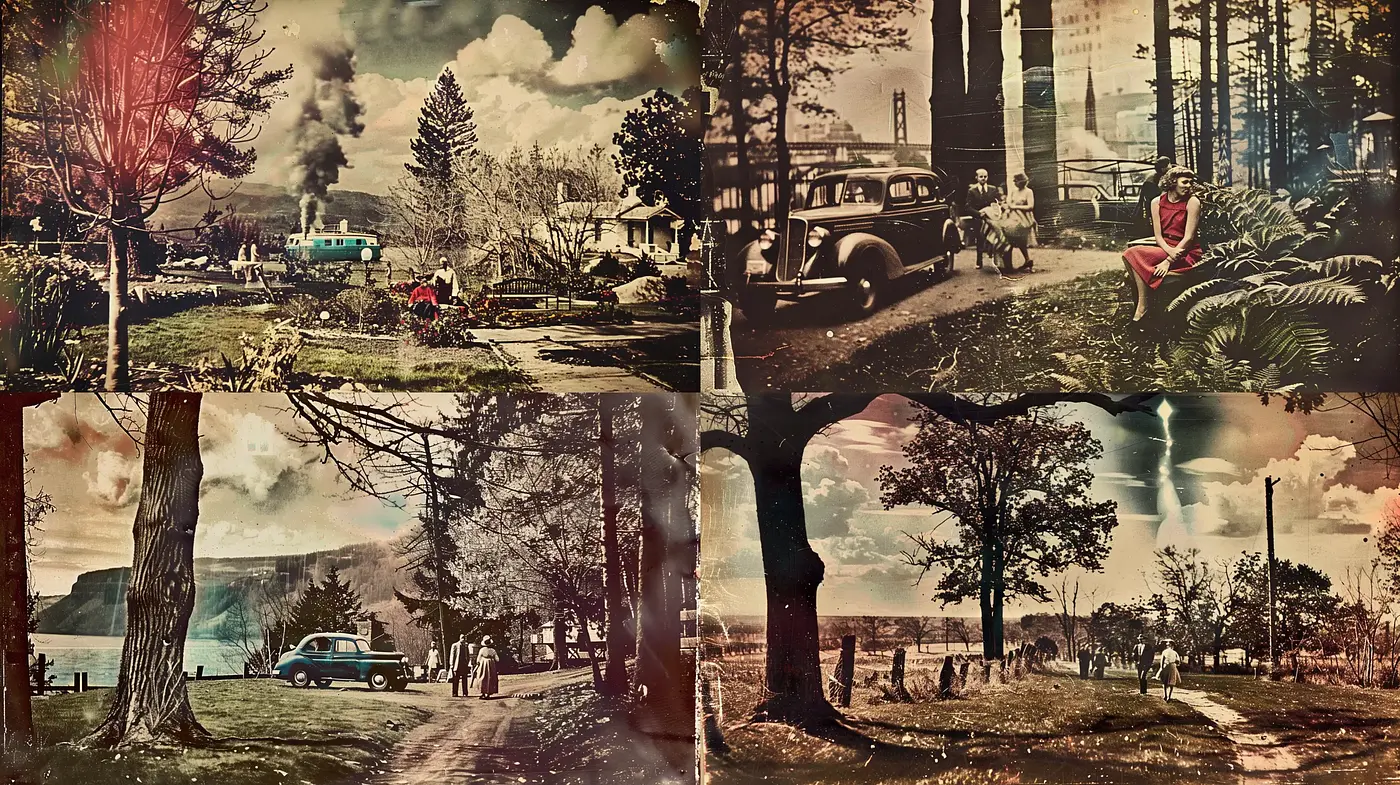 Retro-Processed Sepia Dreamscapes with Painterly Qualities - Midjourney sref style