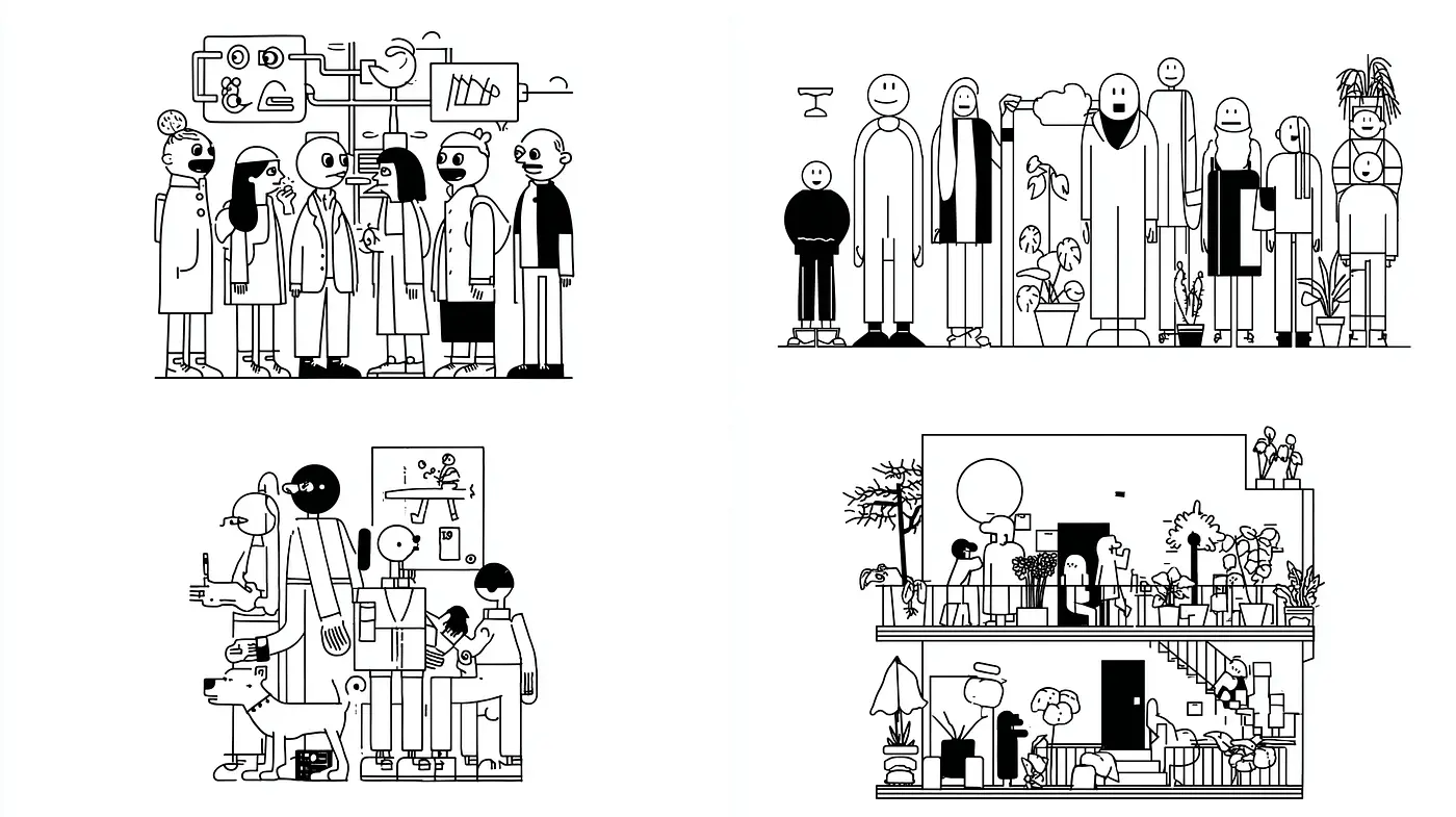 Consistent Stylistic Elements Across Generated Illustrations - Midjourney sref style