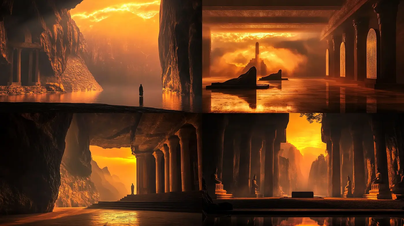 Ethereal Dusk: A Homage to Golden Tranquility - Midjourney sref style