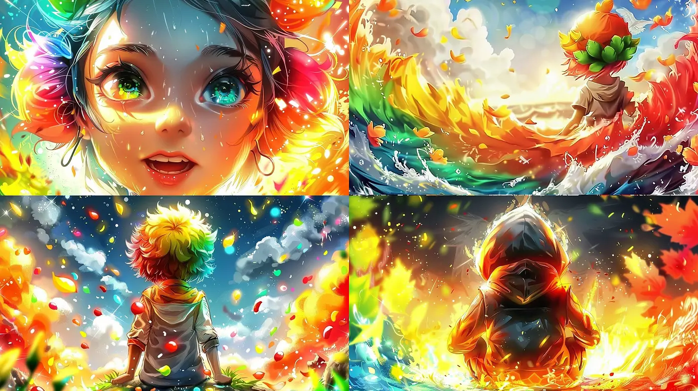 Vibrant Chromatic Symphony: A Fusion of Vivid Hues and Dynamic Textures - Midjourney sref style