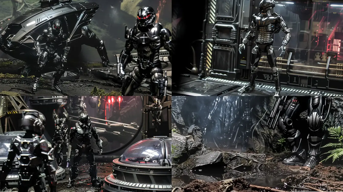 Dystopian Mechanica: A Daedalian Dance of Shadow and Industrial Aesthetics - Midjourney sref style