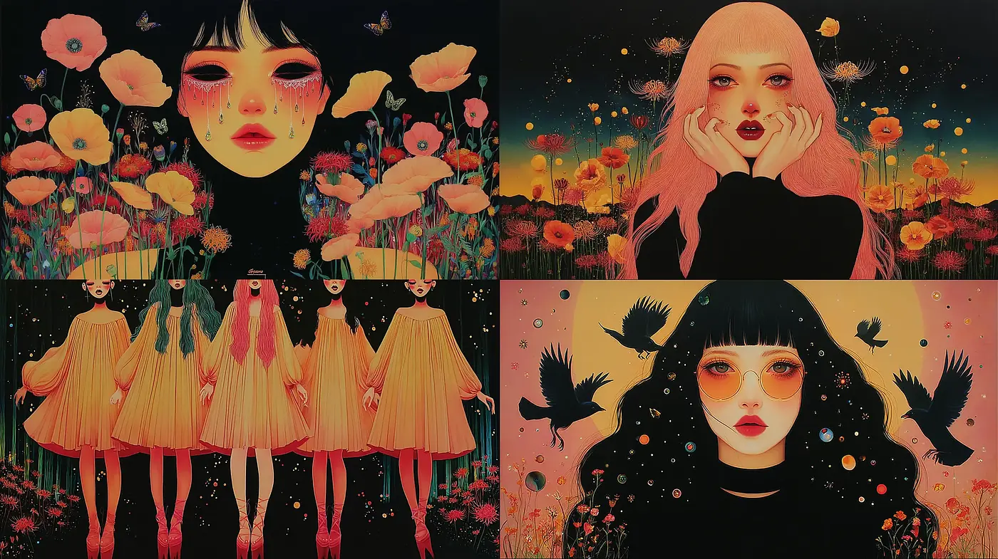 Surreal and Ethereal Feminine Portraits with a Dreamlike Quality - Midjourney sref style