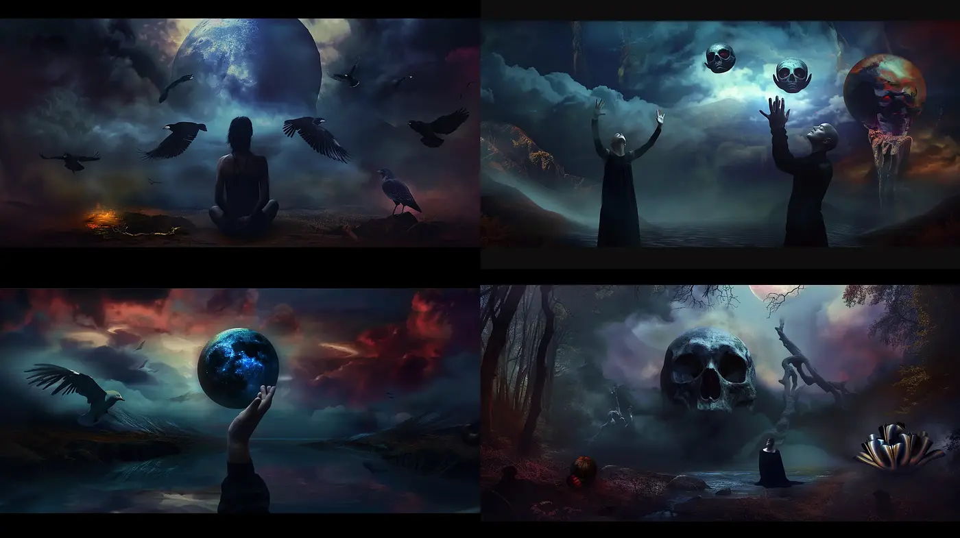 Ethereal Nocturnal Visions with Surrealist and Gothic Influences - Midjourney sref style
