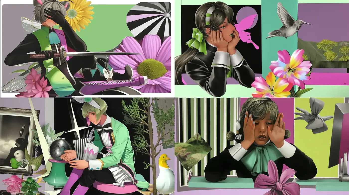 Surreal Botanic-Harmony with Contemporary Anime Overtones - Midjourney sref style