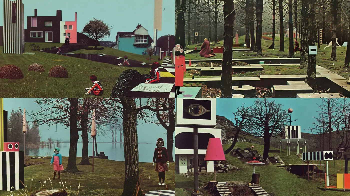 Whimsical Surrealism with Retrofuturistic Flair and Vibrant Tones - Midjourney sref style
