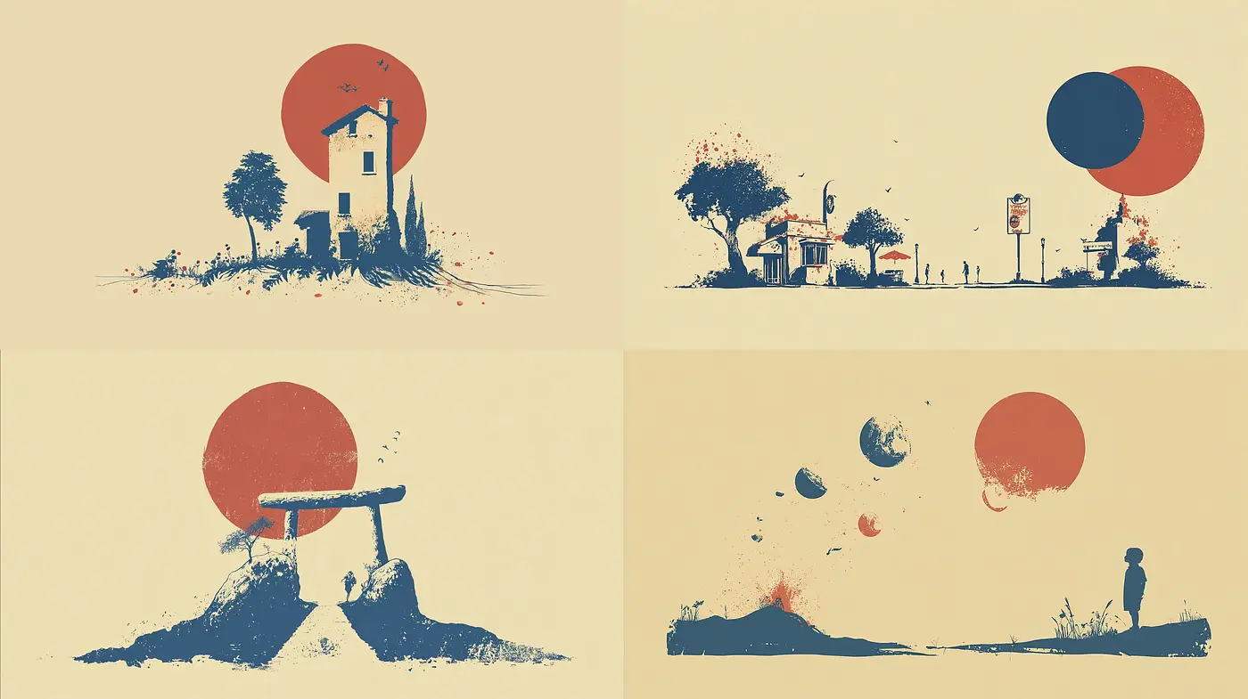 Stylized Minimalism with Warm Earthy Tones - Midjourney sref style