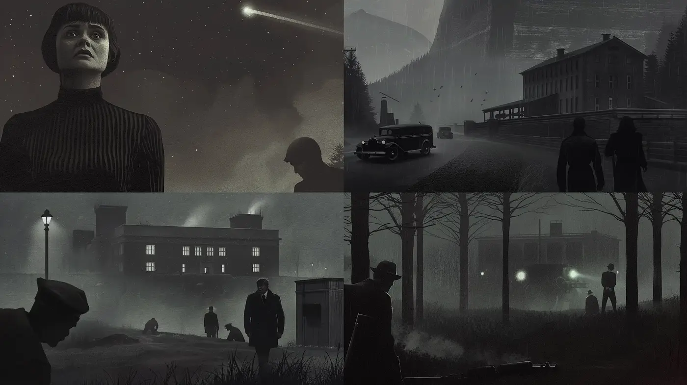 Nocturnal Reverie: Monochrome Whispers Amidst Tranquil Shadows - Midjourney sref style