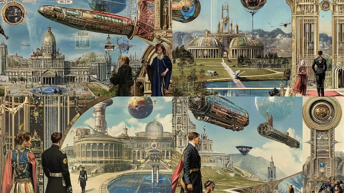 Retrofuturistic Reverie: A Tapestry of Timeless Steampunk Dreamscapes - Midjourney sref style