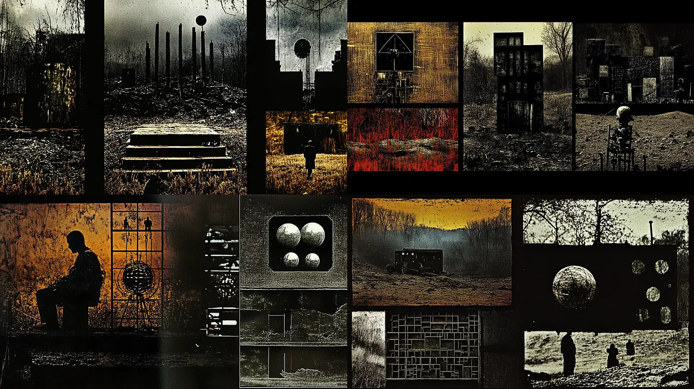 Dystopian Echoes in Textured Shadows - Midjourney sref style