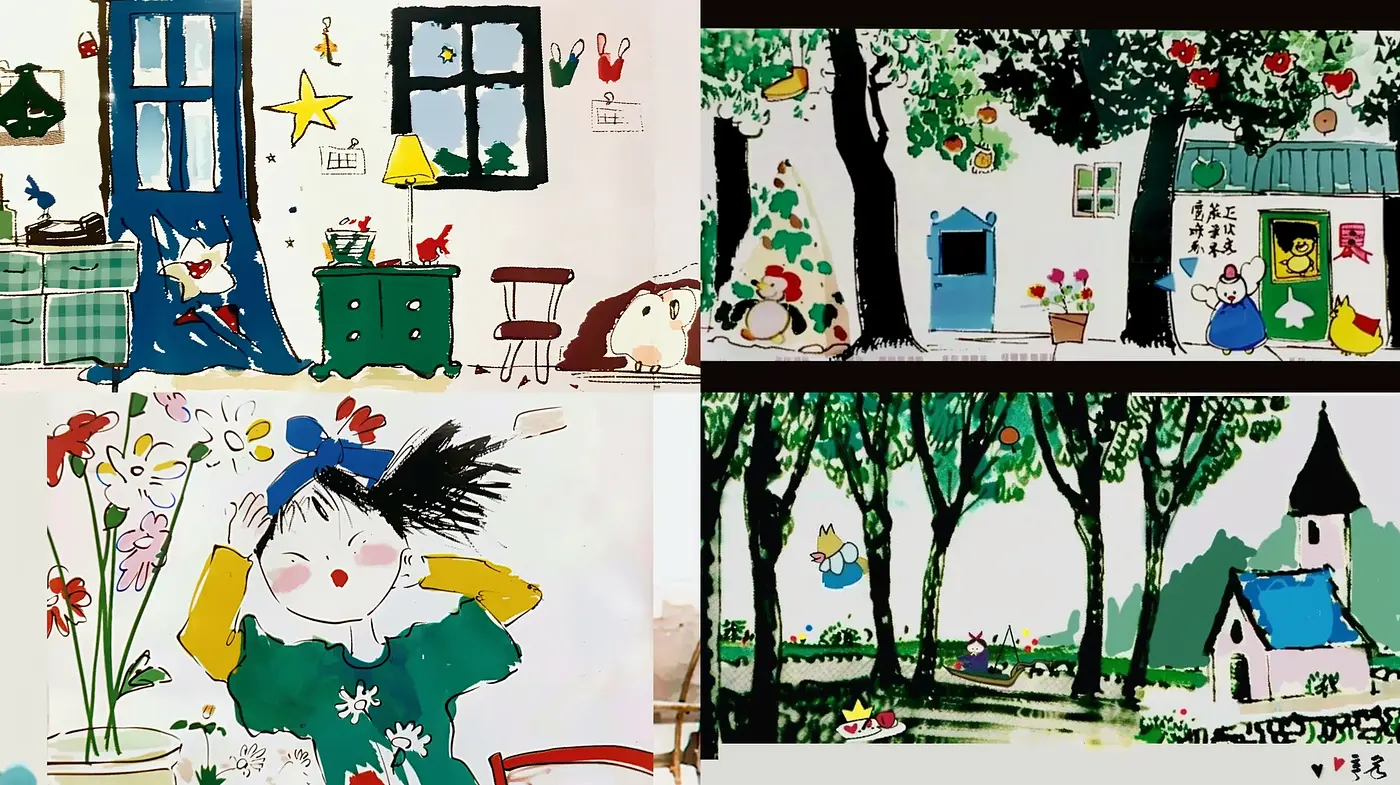 Whimsical Storybook Illustrations with a Touch of Naïve Art Charm - Midjourney sref style