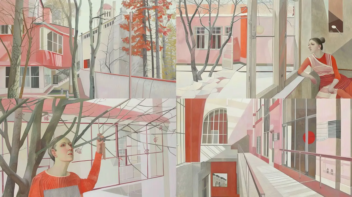 Pastel Serenity in Modernist Harmony - Midjourney sref style