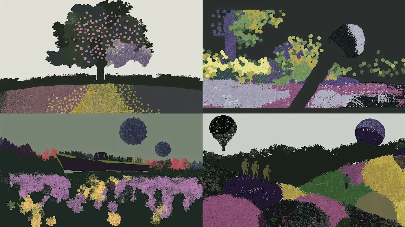 Stylized Landscape Interpretations with a Playful Palette - Midjourney sref style