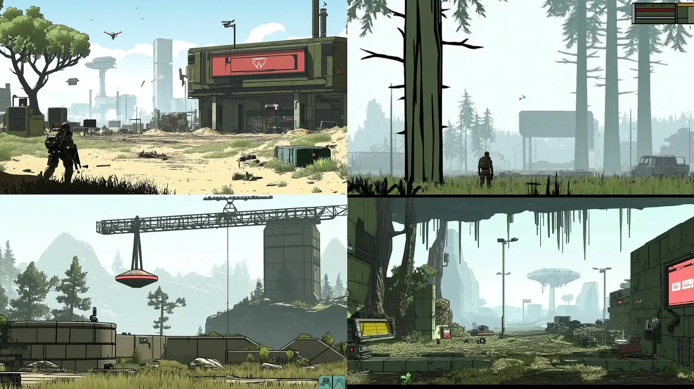 Futuristic Serenity in Post-Apocalyptic Vistas - Midjourney sref style