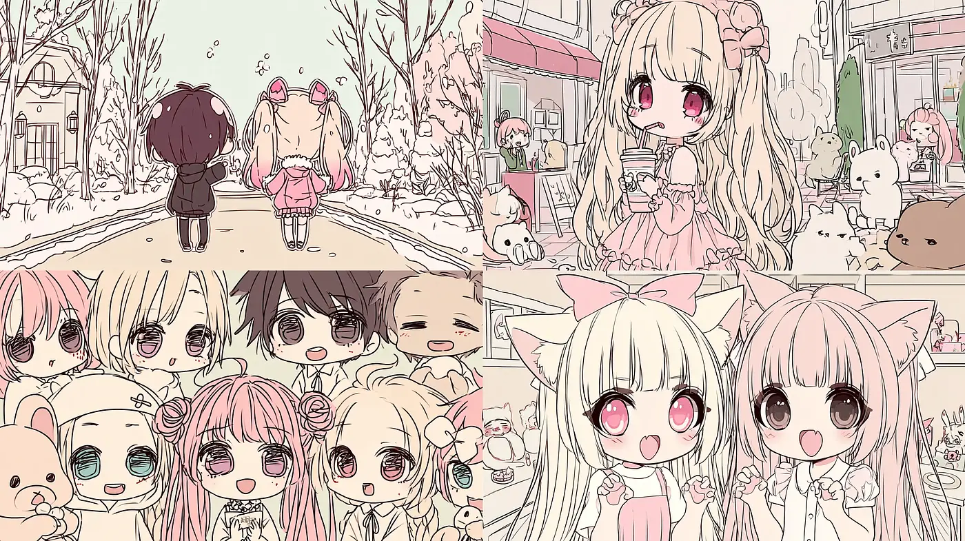 Charming Kawaii Aesthetic in Pastel Colors with Soft Lines - Midjourney sref style