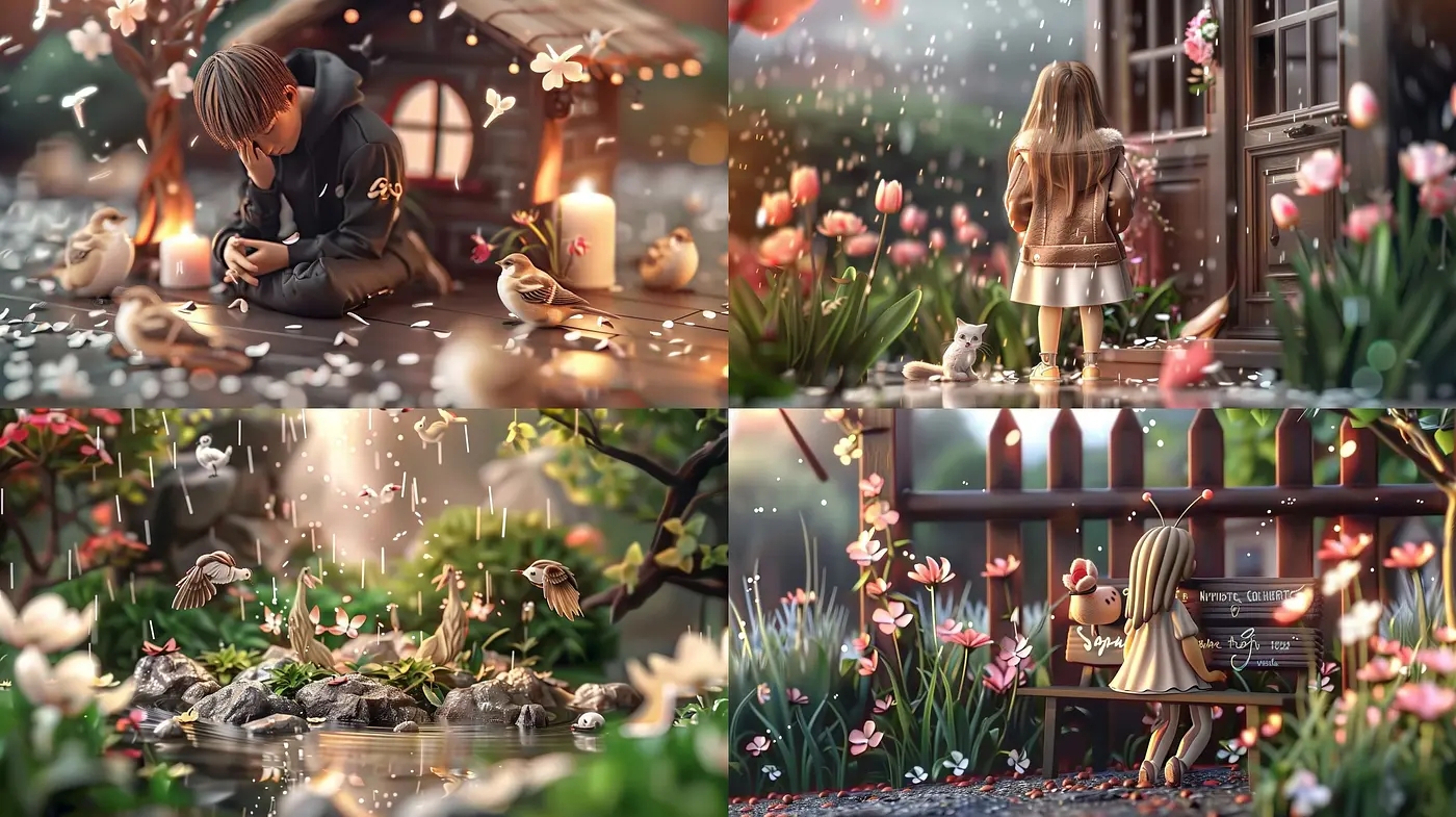 Whimsical Serenity: A Dreamlike Mixture of Soft Hues and Nature - Midjourney sref style