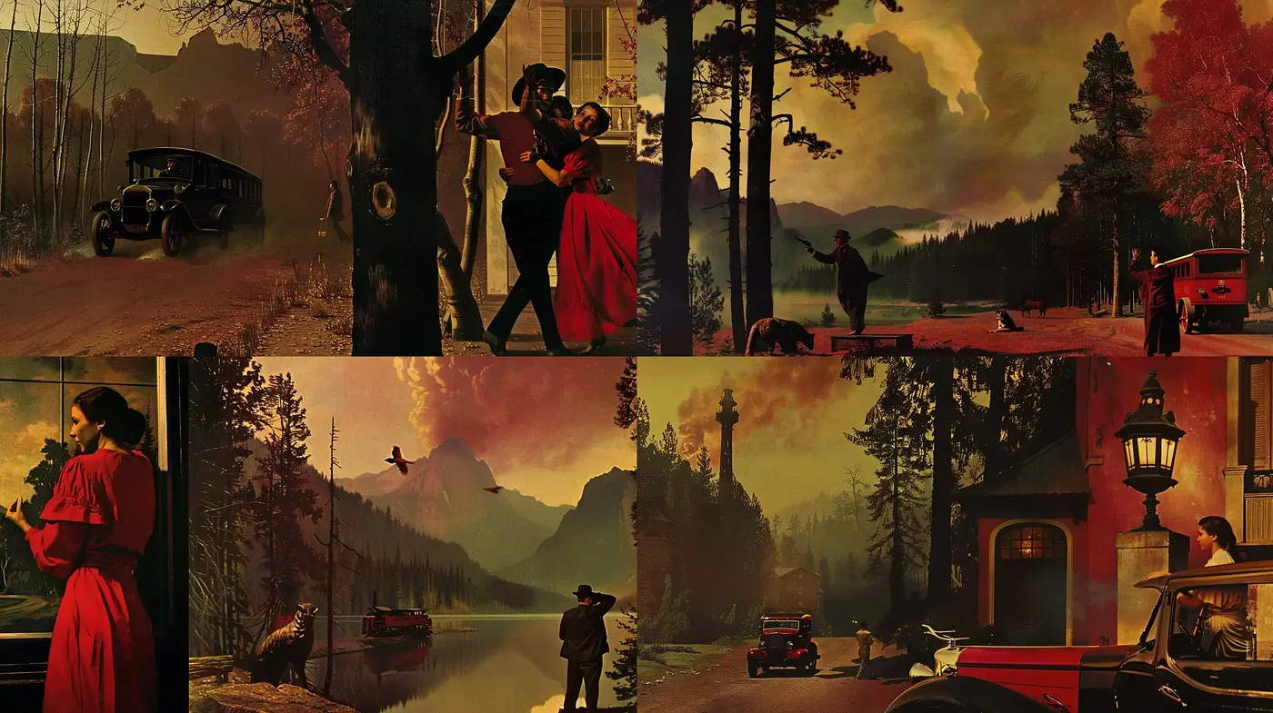 Decadent Sunset Reveries in Stylized Romantic Realism - Midjourney sref style