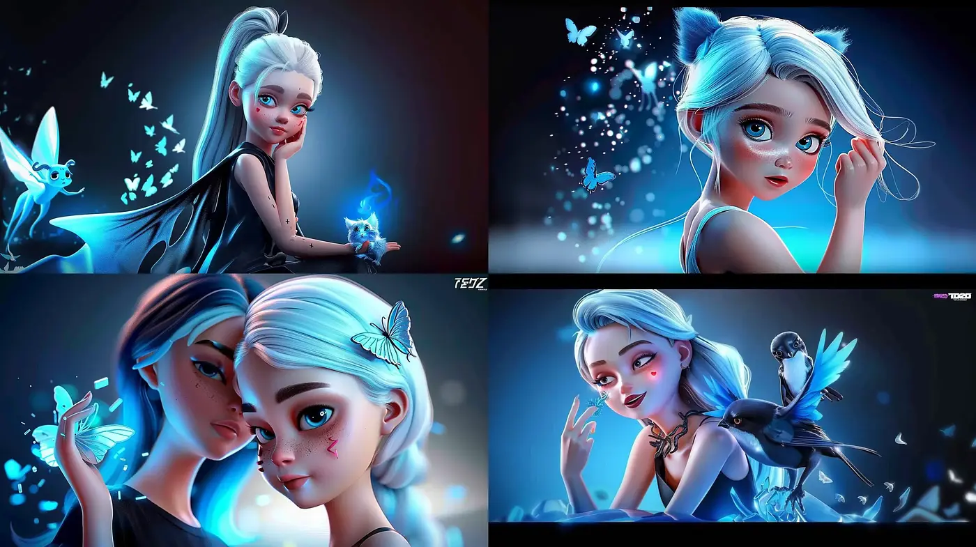 Luminescent Whimsy of Enchanted Midnight Blue - Midjourney sref style