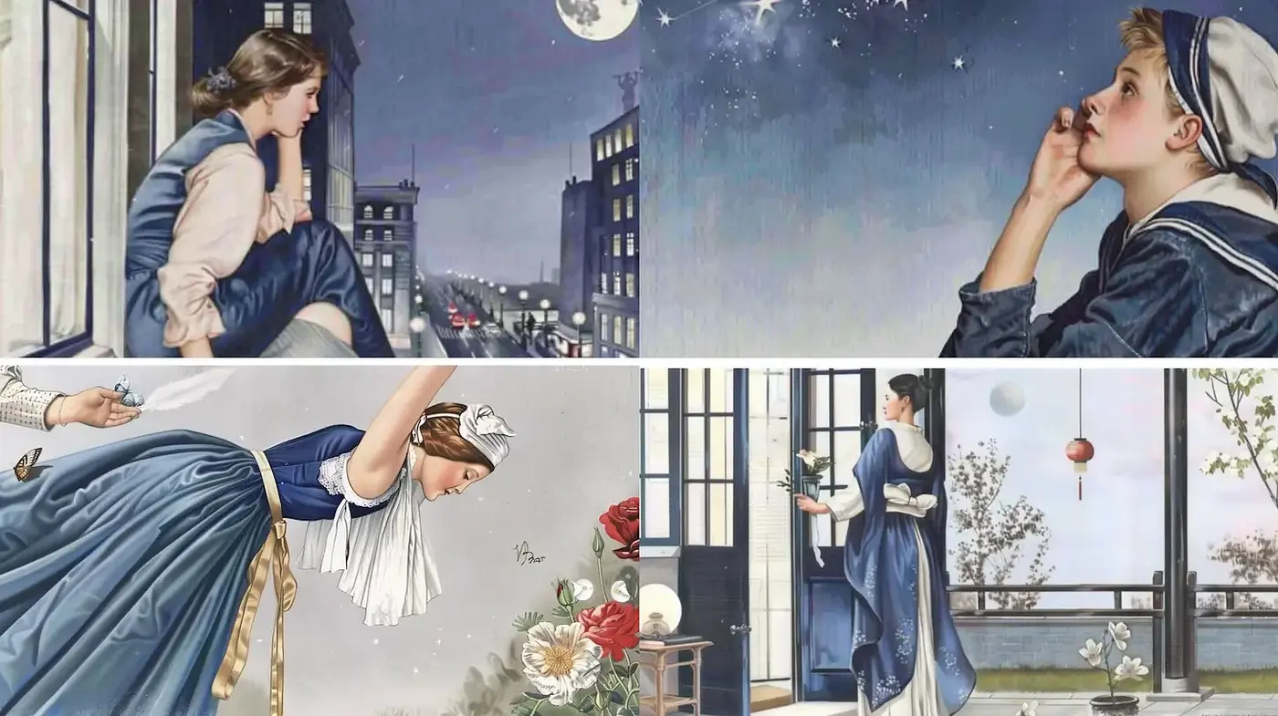 Graceful depictions of youth and innocence through a curated vintage lens - Midjourney sref style