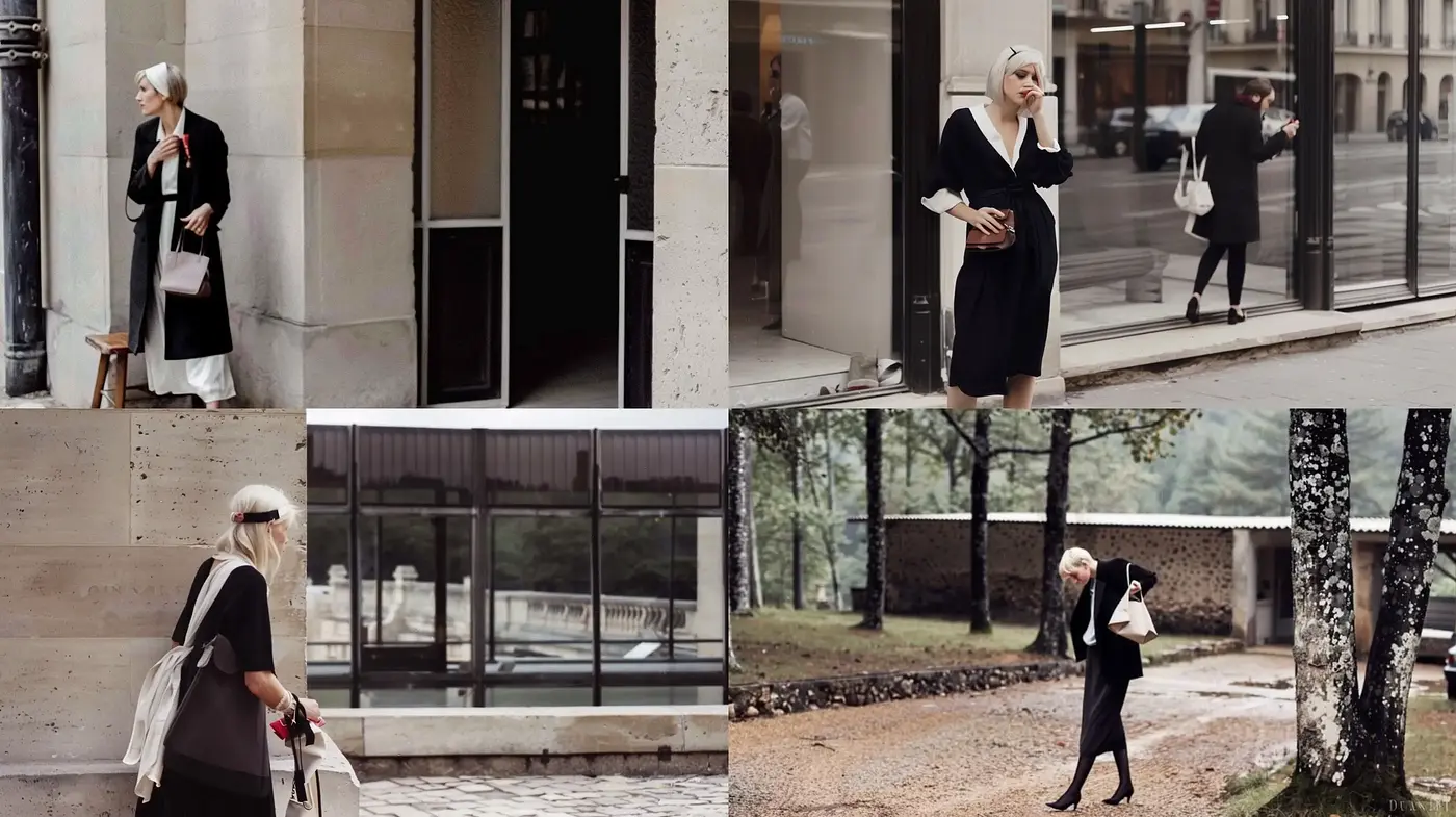 Elegantly Poised Monochromatic Visions in Urban and Rustic Settings - Midjourney sref style