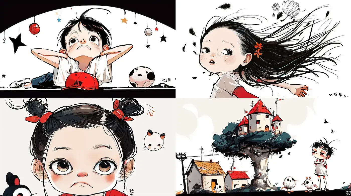 Charming Whimsical Illustrations Reflecting Childlike Wonder - Midjourney sref style