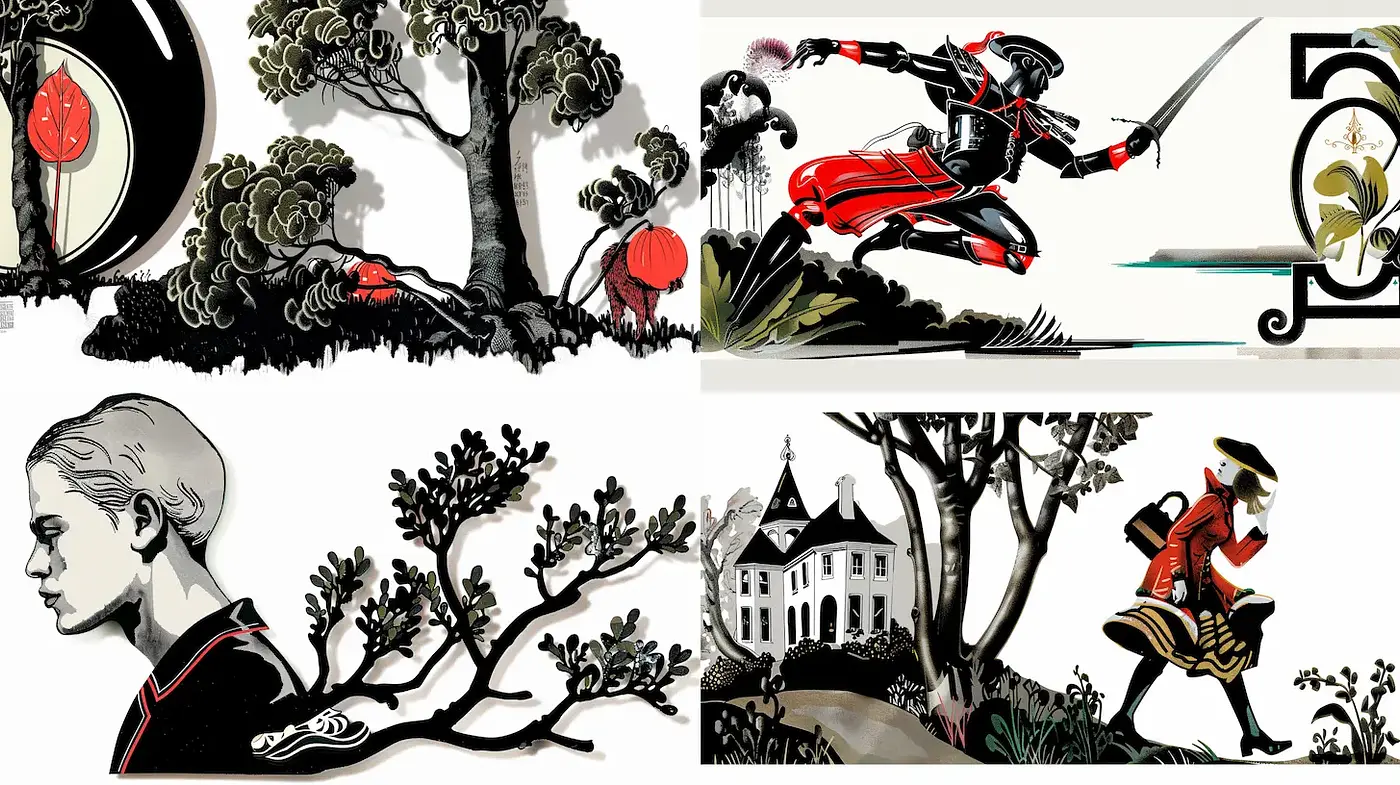 A Harmonious Blend of Tradition and Elegance in Illustrative Art - Midjourney sref style